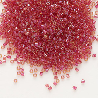 DB0062 - 11/0 - Miyuki Delica - Translucent Light Cranberry-lined Luster Topaz - 7.5gms - Cylinder Seed Beads