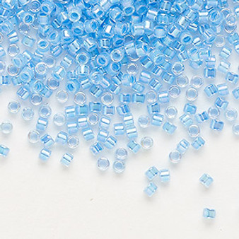 DB0076 - 11/0 - Miyuki Delica - Translucent Light Blue-Lined Rainbow Crystal Clear - 7.5gms - Cylinder Seed Beads