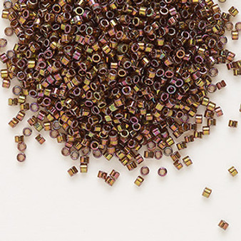 DB0126 - 11/0 - Miyuki Delica - transparent orange gold luster rainbow rust - 7.5gms - Cylinder Seed Beads