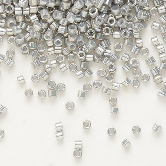 DB0251 - 11/0 - Miyuki Delica - opaque white gold luster rainbow grey-gold - 7.5gms - Cylinder Seed Beads