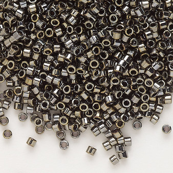 DB0254 - 11/0 - Miyuki Delica - opaque white gold luster bronze - 7.5gms - Cylinder Seed Beads