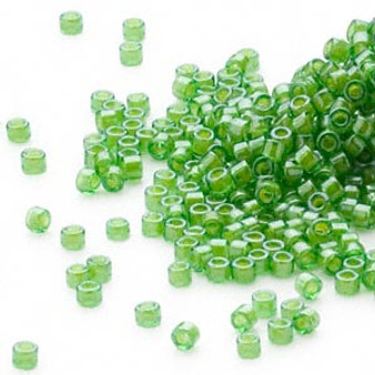 DB0274 - 11/0 - Miyuki Delica - Translucent Pea Green-Lined Luster Green - 7.5gms - Cylinder Seed Beads