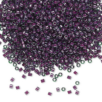 DB0279 -  11/0 - Miyuki Delica - Translucent Cranberry-Lined Luster Emerald – 7.5gms - Cylinder Seed Beads