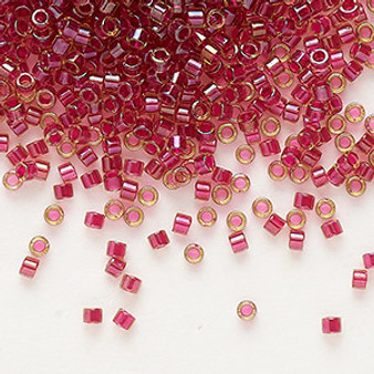DB0282 - 11/0 - Miyuki Delica - Translucent Cranberry-Lined Luster Light Topaz – 7.5gms - Cylinder Seed Beads