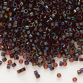 DB0297 - 11/0 - Miyuki Delica - Transparent Colour-Lined Chocolate Cherry - 7.5gms - Cylinder Seed Beads