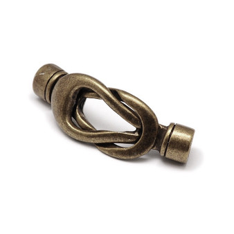 Magnetic Clasp - Medium Twist 38mm x 13mm with cord ends (4mm I.D.) Ant Bronze - 2 pack