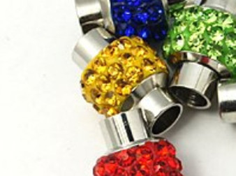 Magnetic Clasp - Medium 15mm x 11mm with cord ends (5mm I.D.) Platinum w Yellow Amber Rhinestones in clay - 4 pack
