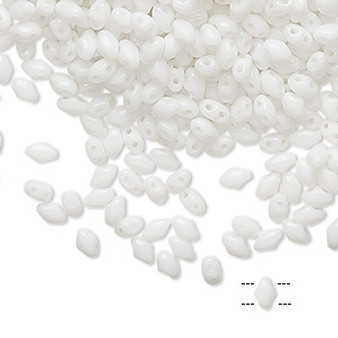 10grams Preciosa Mini Duos 4mm x 2.5mm Oval (Two Hole) Opaque White