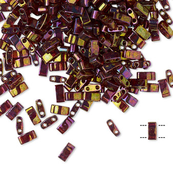 HTL301 - Miyuki - Transparent Luster Rainbow Dark Topaz Gold - 5mm x 2.3mm - 10gms (approx 250 beads) - Half Tila Beads (two-hole)