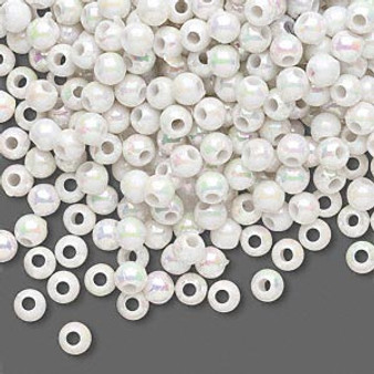 10gms Acrylic Round 4mm beads White AB (approx 375 beads)