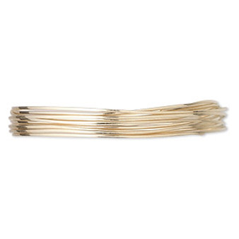 Wire, 12Kt gold-filled, half-hard, half-round, 24 gauge. Sold per pkg of 5 feet.