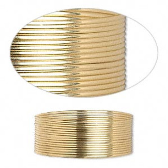 Wire, 12Kt gold-filled, dead-soft, round, 24 gauge. Sold per pkg of 5 feet.