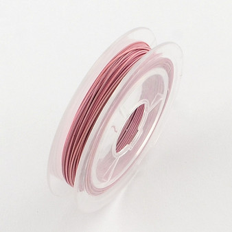 Beading Wire Steel Tiger Tail, Flamingo, 0.38mm; about 10m/roll
