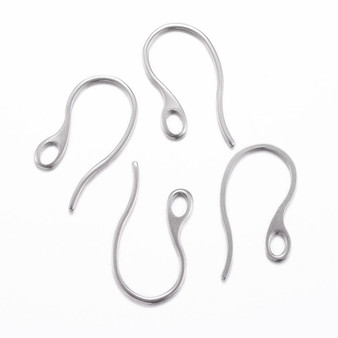 304 Stainless Steel Earring Hooks, Stainless Steel Color, 22x11.5x1mm, (10pack)