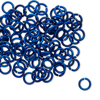 Jump ring, anodized tempered aluminum, Dark Blue, 6mm round, 4.2mm inside diameter, 18 gauge. Sold per pkg of 100.