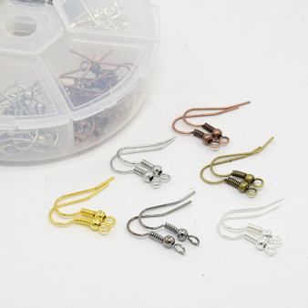 1 Box, 120Pcs, 6 Colors Iron Earring Hooks, Nickel Free, Mixed Color, 18x0.8mm