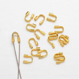 5gms Brass Wire Guardian and Protectors, Gold Color, 4mm x 5mm , hole: 0.5mm (approx 150)