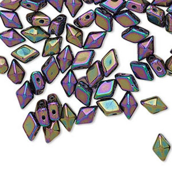 Bead, Op Jet Iris Purple, DiamonDuo™, 10gm bag, 8x5mm faceted -(2) 0.7-0.8mm holes