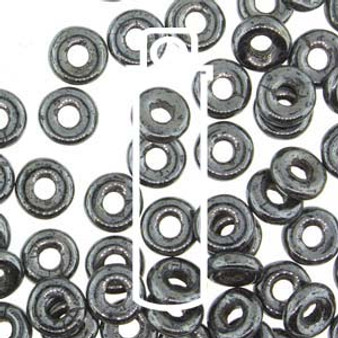 Czech O Beads 3.8mm x 1mm - 8.1gm Vial Hematite  (Approx 250 beads)