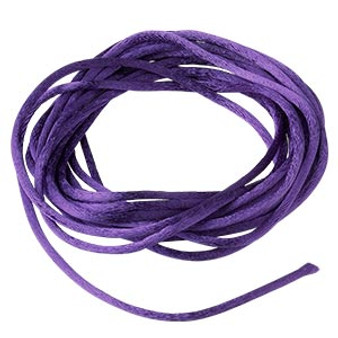 Cord, Satinique™, satin, purple, 2mm regular. Sold per pkg of 10 feet.