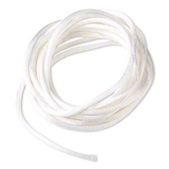 Cord, Satinique™, satin, white, 2mm regular. Sold per pkg of 10 feet.