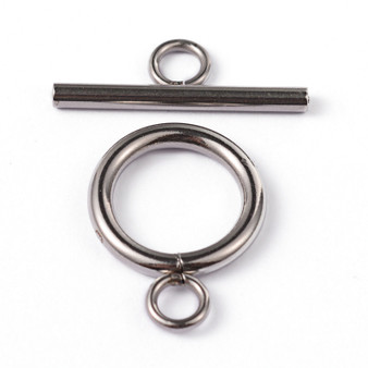 304 Stainless Steel Toggle Clasps, Ring, Stainless Steel Colour, 2 Sets