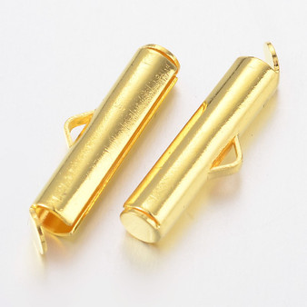 Iron Slide On End Clasp Tubes 20mm x 4mm - to suit size 8 Seed Beads (3.2mm Inner Diameter) Gold Sold in packs of 20