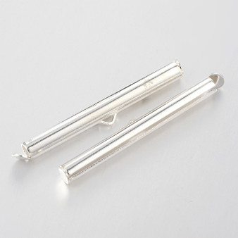 Brass Slide On End Clasp Tubes 40mm x 4mm - to suit size 11 Seed Beads (2.5mm Inner Diameter) Silver Sold in packs of 20