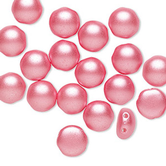 Bead, Preciosa Candy™, Czech pressed glass, Pink pastel Pearl, 8mm candy with (2) 0.8-0.9mm holes. Sold per pkg of 20. (02010-25007)