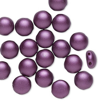 Bead, Preciosa Candy™, Czech pressed glass, Purple pastel Pearl, 8mm candy with (2) 0.8-0.9mm holes. Sold per pkg of 20.