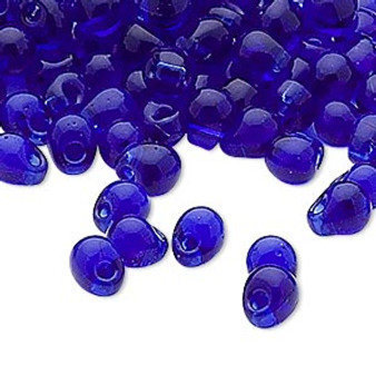 Seed bead, Miyuki, glass, transparent cobalt, (DP151), 4x3.4mm fringe. Sold per 10-gram pkg.