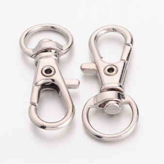 5 x Iron Swivel Keyring Clasps, Nickel Color, Size:  32.5 x 11mm x 6mm hole: 5mm x 9mm