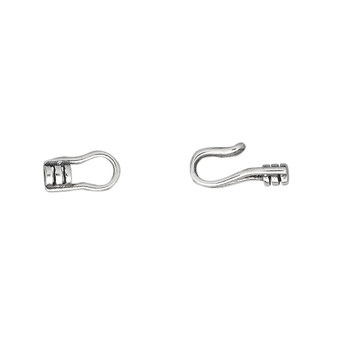 Clasp, hook-and-eye, sterling silver, 16x6mm with crimp ends, 1.5mm inside diameter. Sold individually.