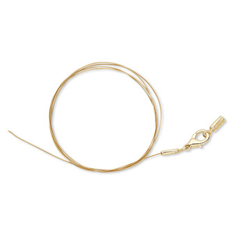 Necklace component, gold-plated steel and brass, 7 strand, 0.015-inch diameter, 20 inches with lobster claw clasp and crimp end. Sold individually.