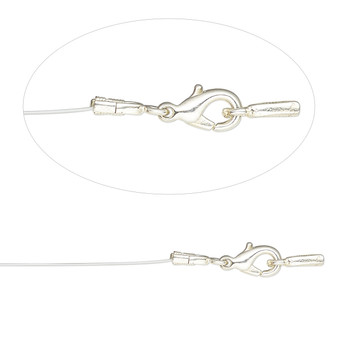 Necklace component, silver-plated steel and brass, 7 strand, 0.015-inch diameter, 20 inches with lobster claw clasp and crimp end. Sold individually.