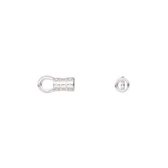 Crimp, silver-plated brass, 5.5x3.5mm tube with loop, 2.2mm inside diameter. Sold per pkg of 10.