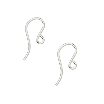 Ear wire, sterling silver, 12mm shepherd's hook with open loop, 20 gauge. Sold per pair.