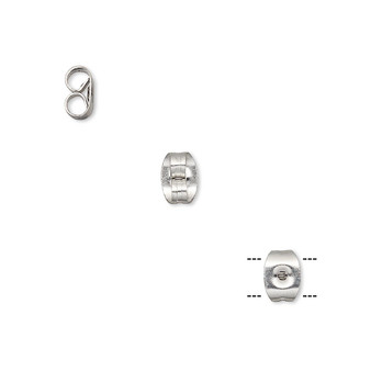 Earnut, stainless steel, 6x4.5mm rectangle. Sold per pkg of 10 pairs.