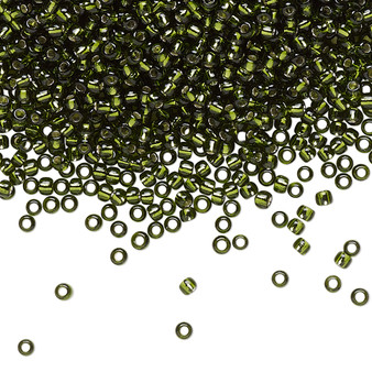 TR-11-37 - 11/0 - TOHO BEADS® - Transparent Silver-Lined Olivine - 7.5gms - Glass Round Seed Beads