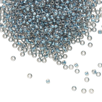 TR-11-288 - 11/0 - TOHO BEADS® - Translucent Metallic Blue-Lined Crystal Clear - 7.5gms - Glass Round Seed Beads
