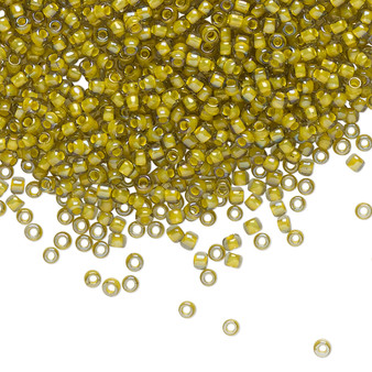 TR-11-246 - 11/0 - TOHO BEADS® - Opaque Yellow-Lined Luster Black Diamond - 7.5gms - Glass Round Seed Beads