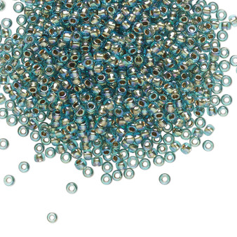 TR-11-995 - 11/0 - TOHO BEADS® - Translucent Gold-Lined Rainbow Aqua - 7.5gms - Glass Round Seed Beads