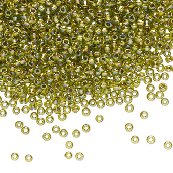 TR-11-996 - 11/0 - TOHO BEADS® - Translucent Gold-Lined Rainbow Peridot - 7.5gms - Glass Round Seed Beads