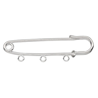 Kilt pin, silver-plated steel, 2 inches with 3 loops. Sold per pkg of 10.
