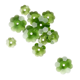 10x3.5mm / 8x3mm / 6x2mm - Celestial Crystal® - Transparent Emerald Green - 12 Pack - Margarita Flower