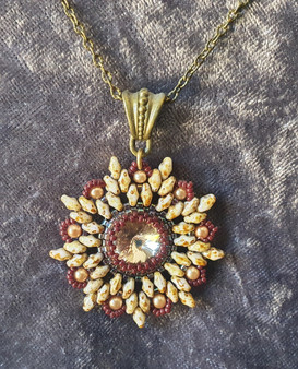Handmade Star pendant necklace 55cm long - Brown, Travertine & Crystal