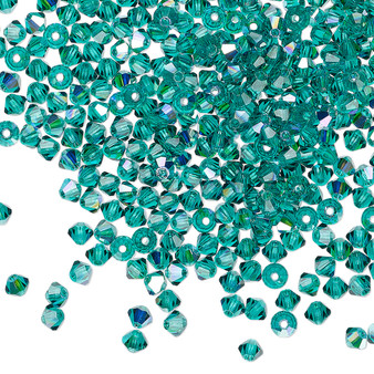 3mm - Preciosa Czech - Emerald AB - 48 pk - Faceted Bicone Crystal