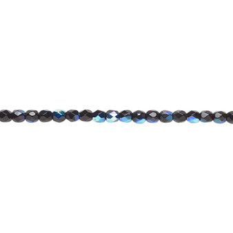 2.4-2.6mm - Czech - Jet AB - Strand (approx 80 beads) - Facted Round Fire Polished Glass