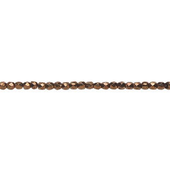 2mm - Czech - Opaque Bronze - Strand (approx 95-100 beads) - Faceted Round Fire Polished Glass