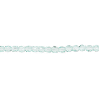 3mm - Czech - Light Aqua - Strand (approx 130 beads) - Faceted Round Fire Polished Glass